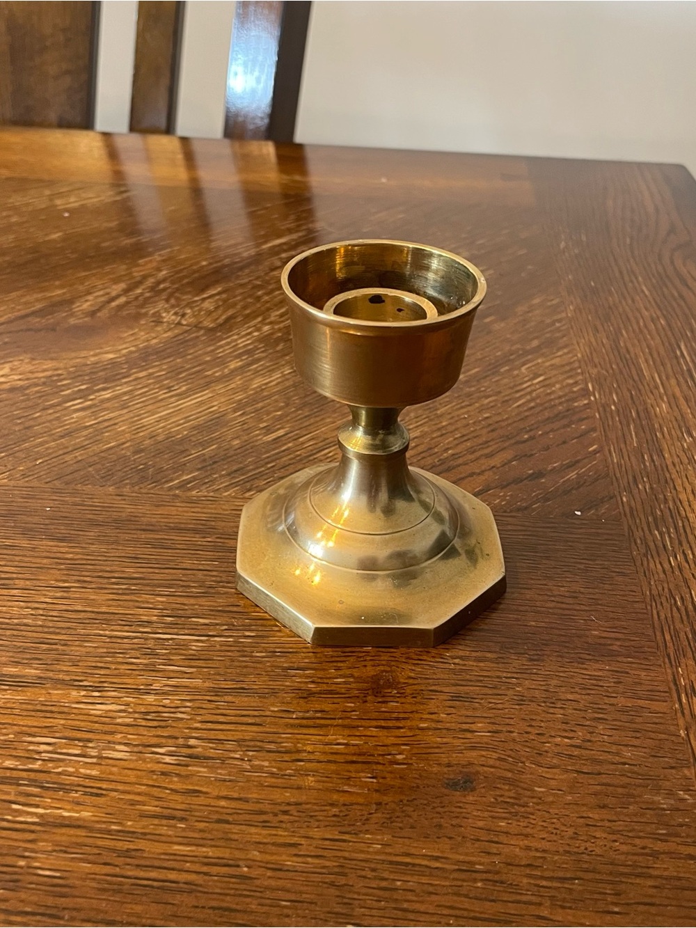 Vintage Brass Candlestick Holder - Octagonal Base